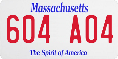 MA license plate 604AO4
