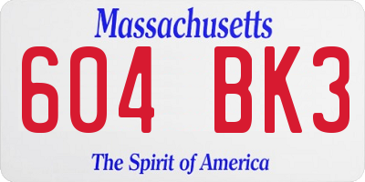 MA license plate 604BK3