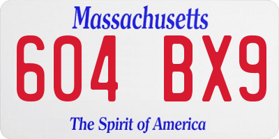 MA license plate 604BX9