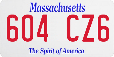 MA license plate 604CZ6