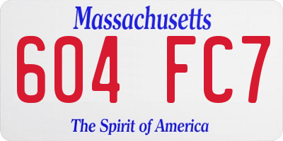 MA license plate 604FC7