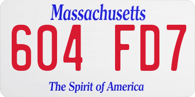 MA license plate 604FD7