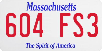 MA license plate 604FS3