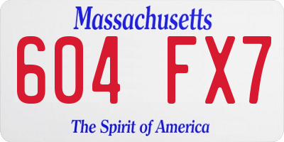 MA license plate 604FX7