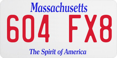 MA license plate 604FX8