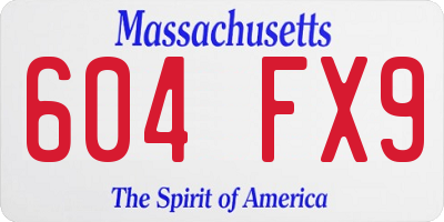 MA license plate 604FX9