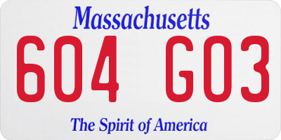 MA license plate 604GO3