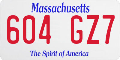 MA license plate 604GZ7