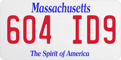 MA license plate 604ID9