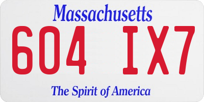 MA license plate 604IX7