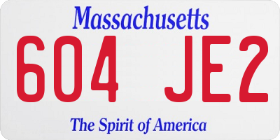 MA license plate 604JE2