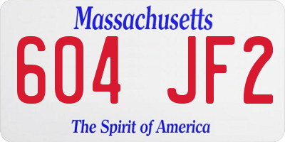 MA license plate 604JF2