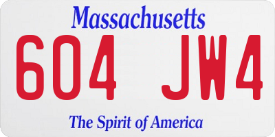 MA license plate 604JW4