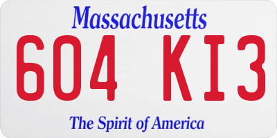 MA license plate 604KI3