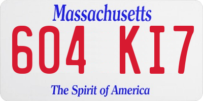 MA license plate 604KI7
