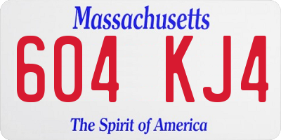 MA license plate 604KJ4