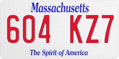 MA license plate 604KZ7