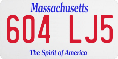 MA license plate 604LJ5