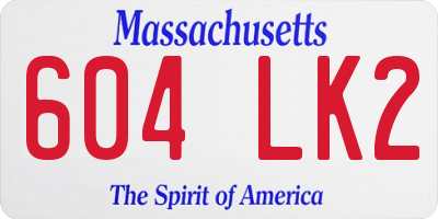 MA license plate 604LK2