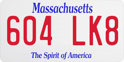 MA license plate 604LK8