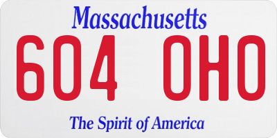 MA license plate 604OH0