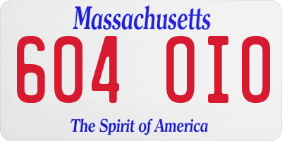 MA license plate 604OI0