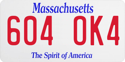 MA license plate 604OK4