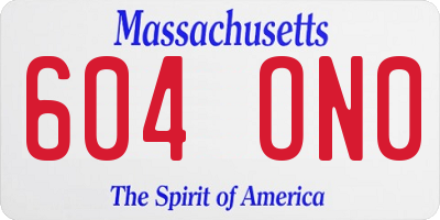 MA license plate 604ON0
