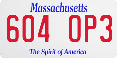 MA license plate 604OP3