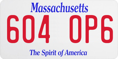 MA license plate 604OP6
