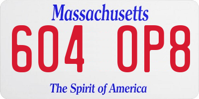 MA license plate 604OP8