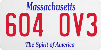 MA license plate 604OV3