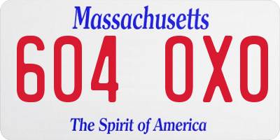 MA license plate 604OX0