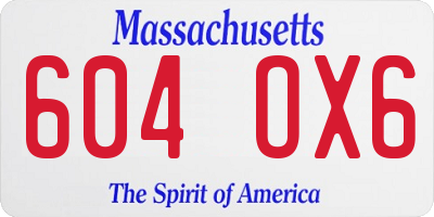 MA license plate 604OX6