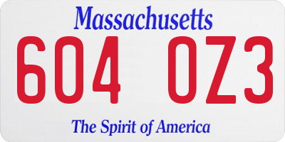 MA license plate 604OZ3