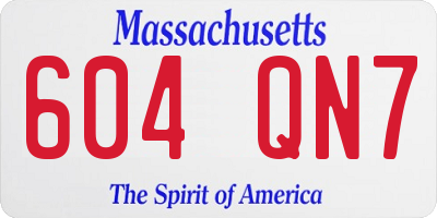 MA license plate 604QN7