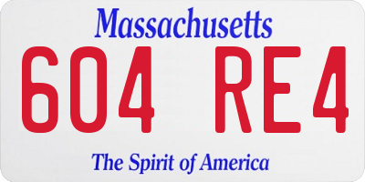 MA license plate 604RE4