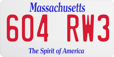 MA license plate 604RW3