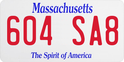 MA license plate 604SA8