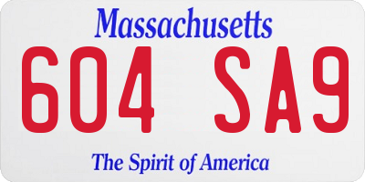 MA license plate 604SA9