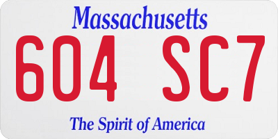 MA license plate 604SC7