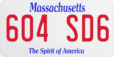 MA license plate 604SD6