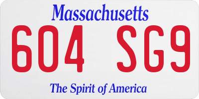 MA license plate 604SG9