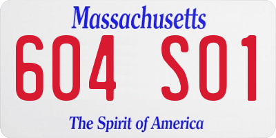 MA license plate 604SO1