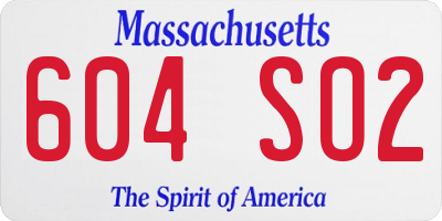MA license plate 604SO2