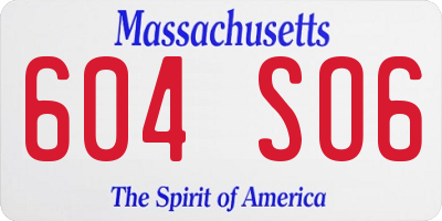 MA license plate 604SO6