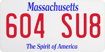 MA license plate 604SU8