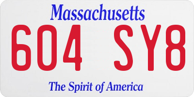 MA license plate 604SY8