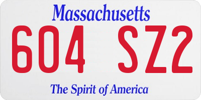 MA license plate 604SZ2