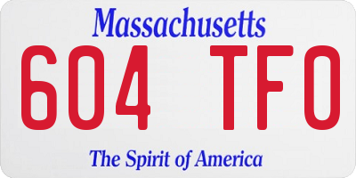 MA license plate 604TF0